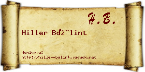 Hiller Bálint névjegykártya